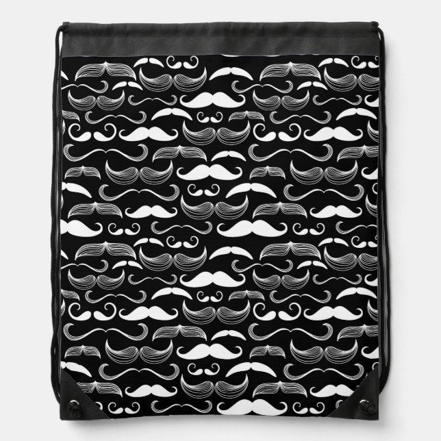 A Gentlemen's Club. Mustache pattern Drawstring Bag (Front)