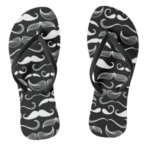 A Gentlemen's Club. Mustache pattern Flip Flops