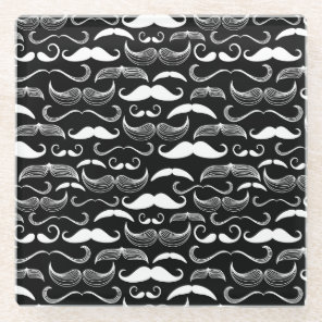 A Gentlemen's Club. Mustache pattern Glass Coaster