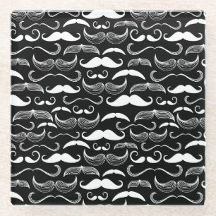 A Gentlemen's Club. Mustache pattern Glass Coaster