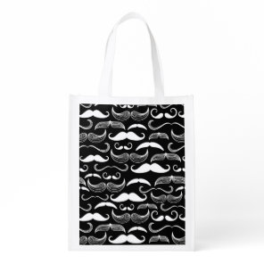 A Gentlemen's Club. Mustache pattern Grocery Bag