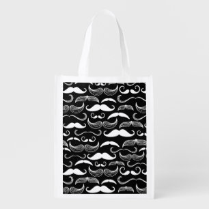 A Gentlemen's Club. Mustache pattern Grocery Bag