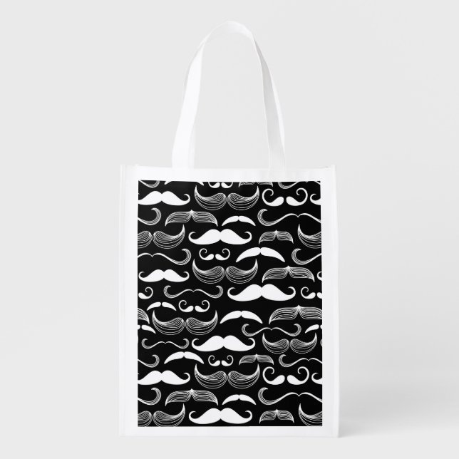 A Gentlemen's Club. Mustache pattern Grocery Bag (Front)