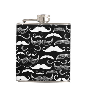 A Gentlemen's Club. Mustache pattern Hip Flask