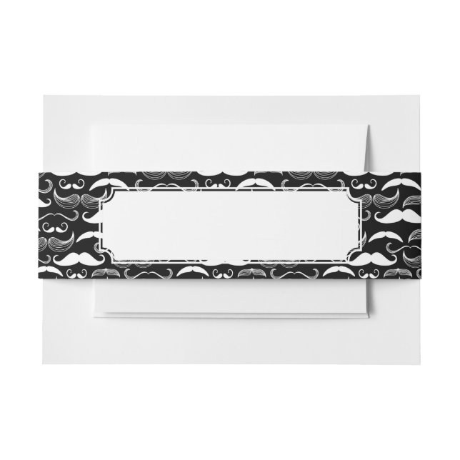A Gentlemen's Club. Mustache pattern Invitation Belly Band (Front Example)