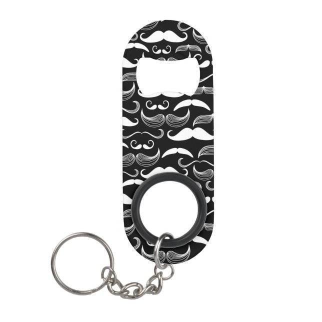 A Gentlemen's Club. Mustache pattern Keychain Bottle Opener (Front)