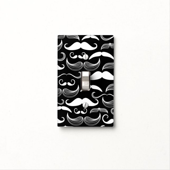 A Gentlemen's Club. Mustache pattern Light Switch Cover (In Situ)