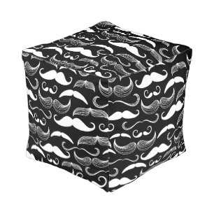 A Gentlemen's Club. Mustache pattern Pouf