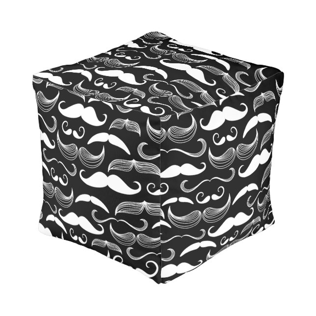 A Gentlemen's Club. Mustache pattern Pouf (Angled Front)