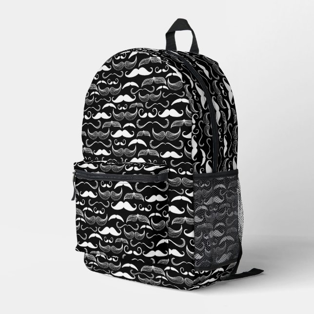A Gentlemen's Club. Mustache pattern Printed Backpack (Back Corner Right)