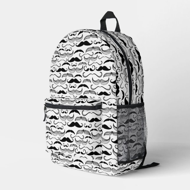 A Gentlemen's Club. Mustache pattern Printed Backpack (Back Corner Right)