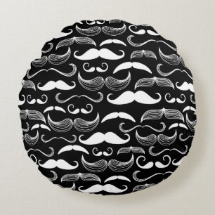 A Gentlemen's Club. Mustache pattern Round Pillow