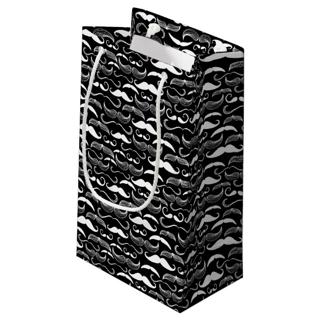 A Gentlemen's Club. Mustache pattern Small Gift Bag (Back Angled)