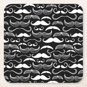 A Gentlemen's Club. Mustache pattern Square Paper Coaster