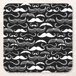 A Gentlemen's Club. Mustache pattern Square Paper Coaster