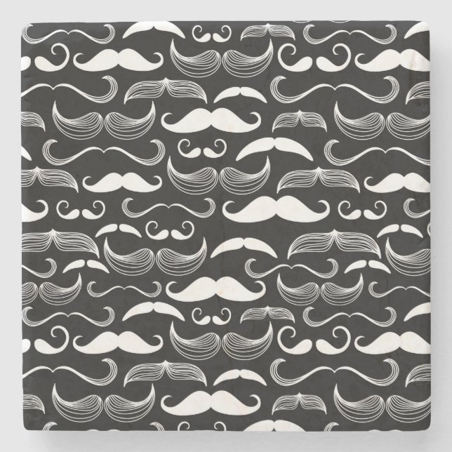 A Gentlemen's Club. Mustache pattern Stone Coaster (Front)