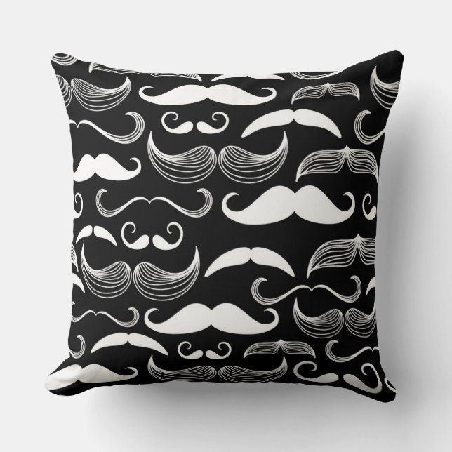 A Gentlemen's Club. Mustache pattern Throw Pillow (Front)
