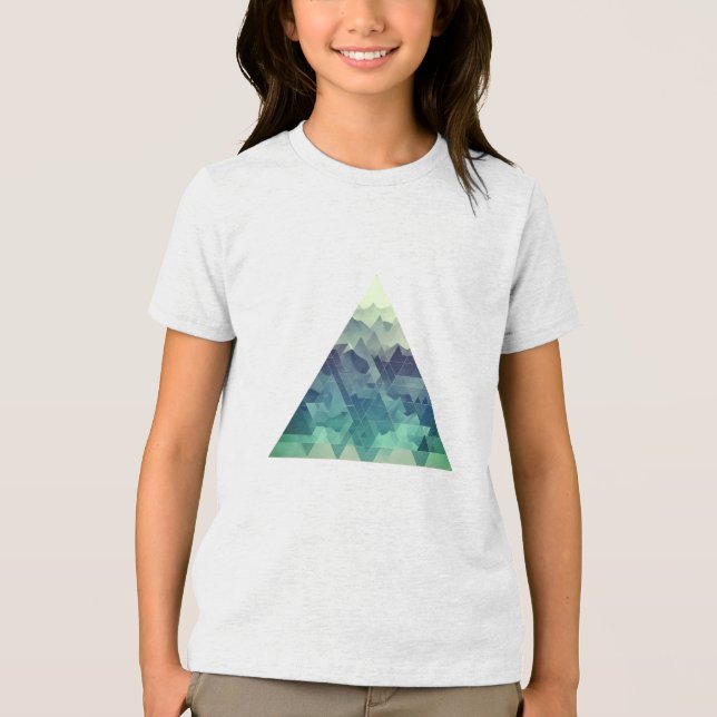 A geometric triangular mountain landscape  Tri-Blend shirt (Front)