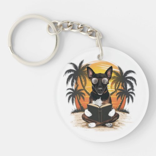 A German pull dog wearing horn_rimmed glasses1 Keychain
