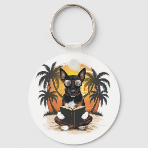 A German pull dog wearing horn_rimmed glasses 1 Keychain