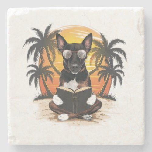 A German pull dog wearing horn_rimmed glasses1 Stone Coaster