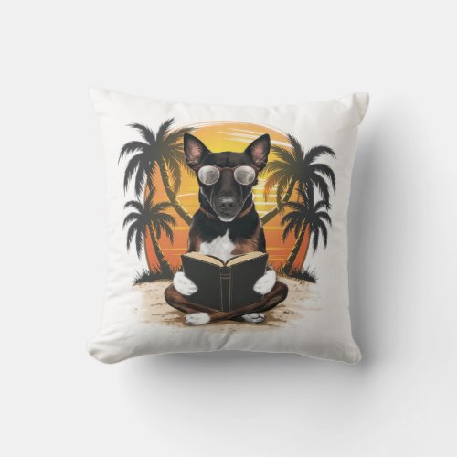 A German pull dog wearing horn_rimmed glasses1 Throw Pillow