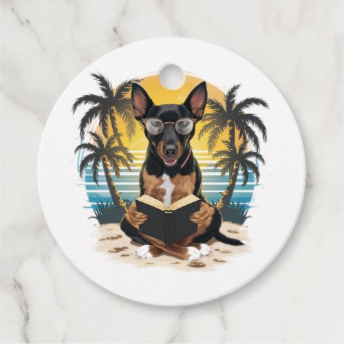 A German pull dog wearing horn_rimmed glasses  Favor Tags