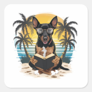 A German pull dog wearing horn-rimmed glasses  Square Sticker