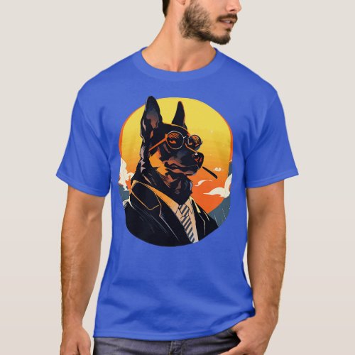 A German Shepherd spy dog circle portrait T_Shirt