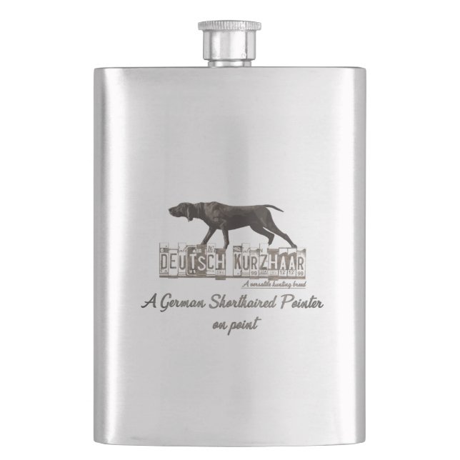 A German Shorthaired Pointer on point Flask (Front)