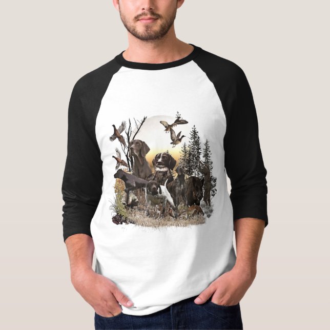 A German Shorthaired Pointer on point   T-Shirt (Front)