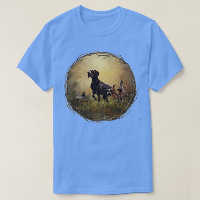 A German Shorthaired Pointer on point T-Shirt (Design Front)