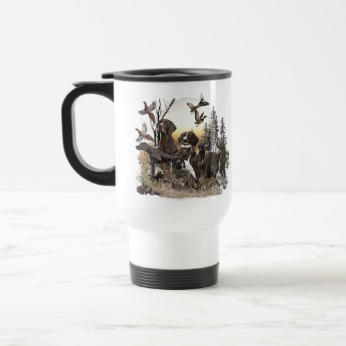 A German Shorthaired Pointer on point  Travel Mug