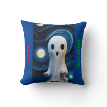A Ghostly Halloween Throw Pillow