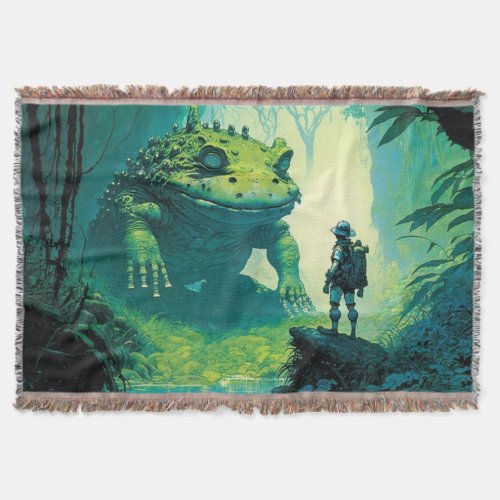 A Giant Frogs Journey African Bullfrog Throw Blanket