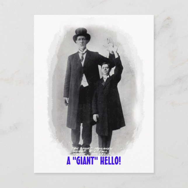 A "GIANT" HELLO!  POSTCARD FINN CIRCUS GIANT! (Front)