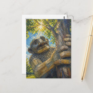 A Giant Troll Holds Up a Tree Postcard