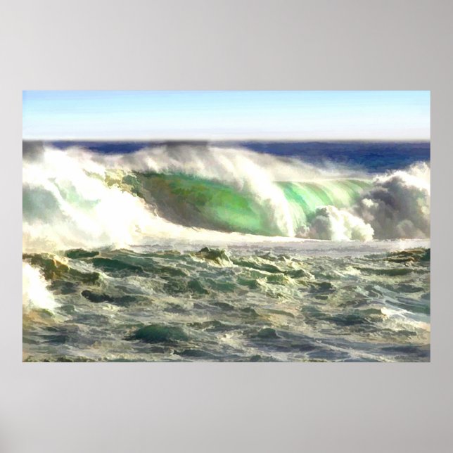 A Giant Wave Rolling in to Shore Poster (Front)