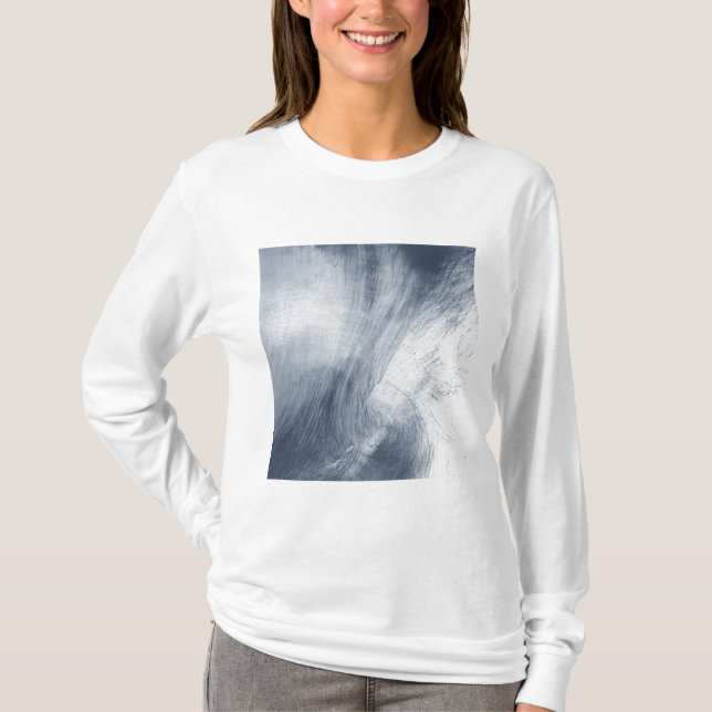 A giant whirlpool cloud swirls above the sea T-Shirt (Front)