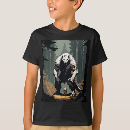 A giant white werewolf T_Shirt