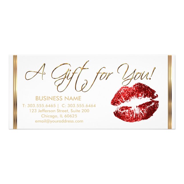 A Gift Certificate Pretty Red 💋 Lipstick on White (Front)