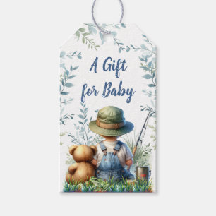A Gift for Baby Fishing Baby and Teddy Bear Gift Tags