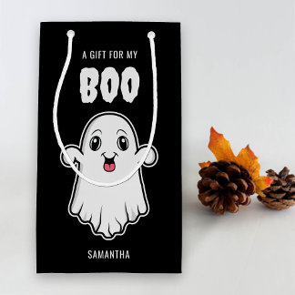 A Gift For My Boo Cute Ghost Halloween Black White Small Gift Bag