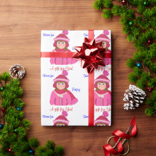 A Gift for You Blue-Eyed Girl Pink Winter Hat Wrapping Paper
