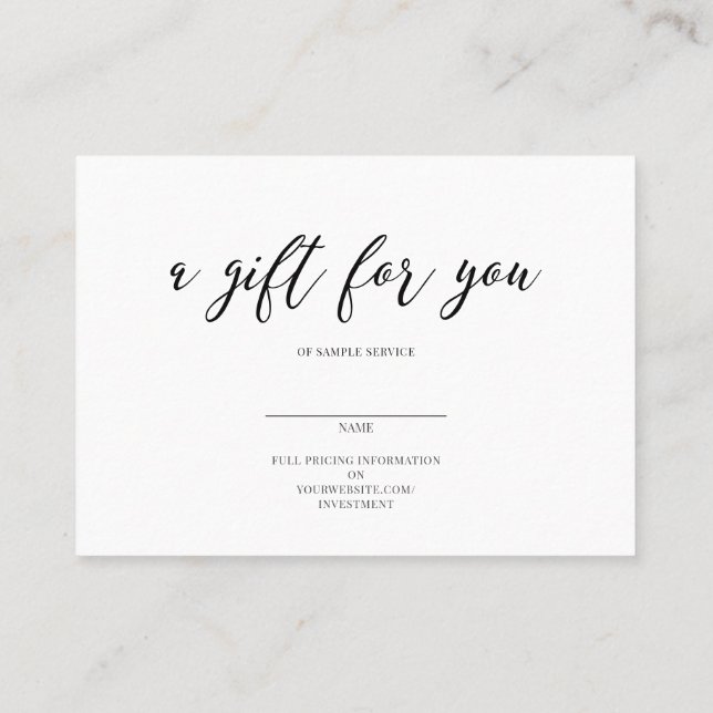 A gift for you business card (Back)