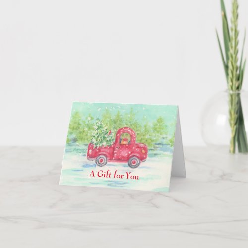 A Gift For You Christmas Red Truck Enclosure Cards