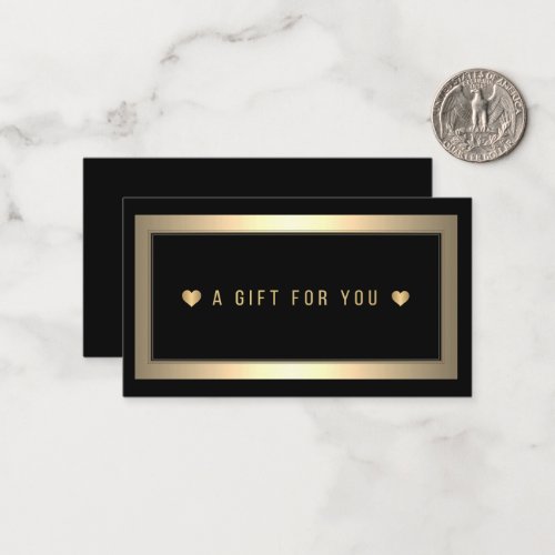 A gift for you gold border black thank you hearts note card