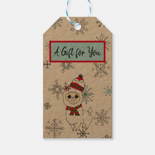 A Gift for You Llama and Snowflakes Christmas Gift Tags