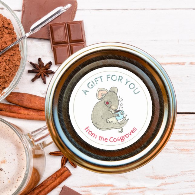A Gift For You Mouse Homemade Hot Cocoa Classic Round Sticker (Creator Uploaded)