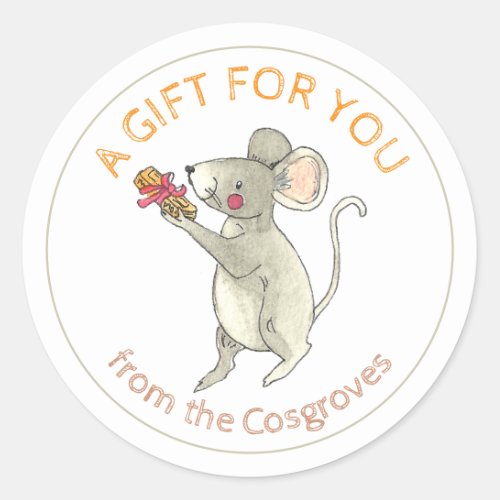 A Gift For You Mouse with Book Gift Classic Round Sticker